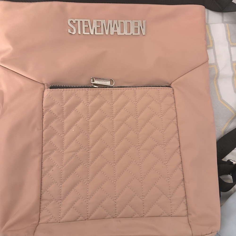 Steve Madden Black Quilted Backpack Pink